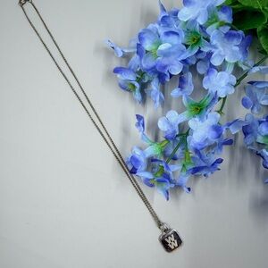 WW Vintage Initial Silver Necklace with Monogram Pendant